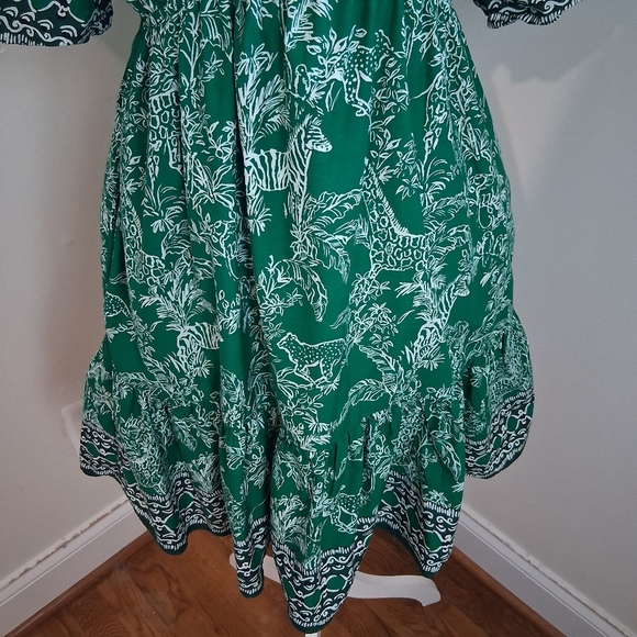 Lilly Pulitzer Kentlee Puff Sleeve Cotton Dress In Fiddle Leaf Safari Size 6 - Picture 7 of 13